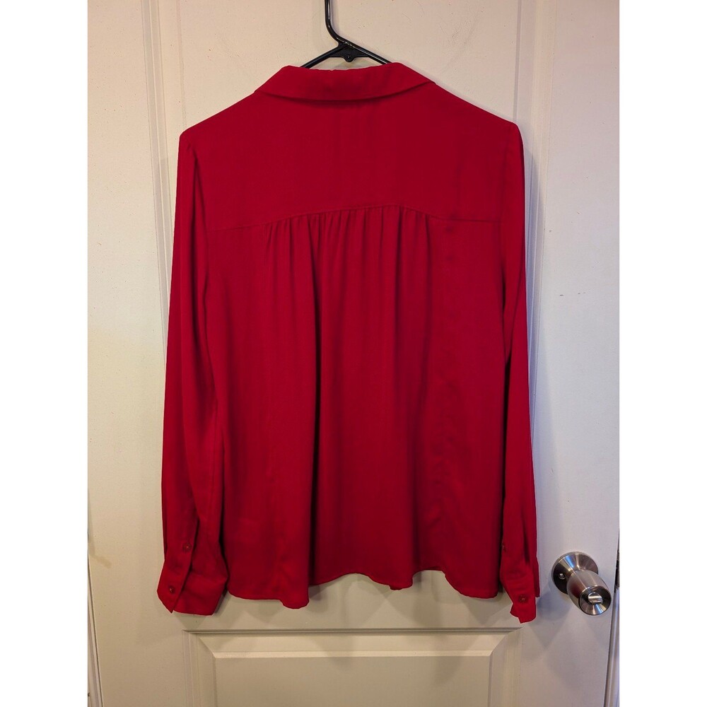 Women's Anthropologie Maeve De Stijl Blouse Long Sleeve Holiday Red Size 6 - Picture 4 of 10